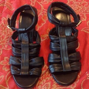 Khaite The Perth 85mm Heel Sandal black leather women's size 10.5